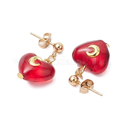 3Pair Brass Glass Dangle Stud Earrings&nbsp;EJEW-JE06403-02