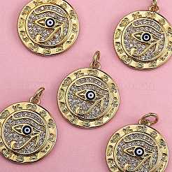5Pcs Brass Micro Pave Clear Cubic Zirconia Pendants&nbsp;ZIRC-SZ0003-07