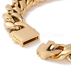 Ion Plating(IP) 304 Stainless Steel Curb Chains Bracelet for Men Women&nbsp;BJEW-E107-04G-01