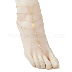 Leaf 304 Stainless Steel Multi Layered Link ChainToe Ring Anklets for Women&nbsp;AJEW-AN00666