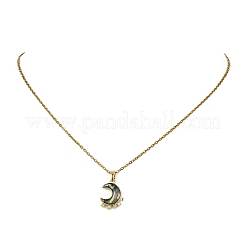 2Pcs 2 Styles Natural Paua Shell with Brass Micro Pave Clear Cubic Zirconia Pendant Necklaces&nbsp;NJEW-JN06078