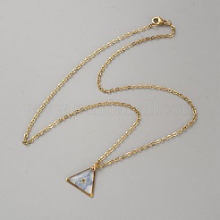 Dried Flower Stainless Steel Cable Chain Necklaces&nbsp;NJEW-TAC0001-020B