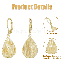 4 Pairs Teardrop Brass Leverback Earrings&nbsp;EJEW-HS0001-21G