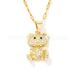 Cartoon Bear Brass Micro Pave Clear Cubic Zirconia Pendant Necklaces for Women&nbsp;KV9357-1