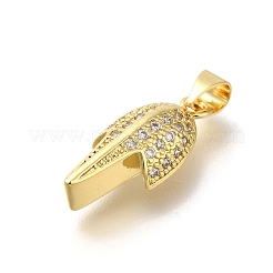 Rack Plating Brass with Cubic Zirconia Pendants&nbsp;KK-Z086-35G