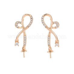 Brass Micro Pave Clear Cubic Zirconia Stud Earring Findings&nbsp;KK-S364-133