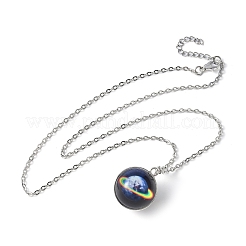 304 Stainless Steel Glass Space Pendant Necklaces&nbsp;NJEW-JN05192-02