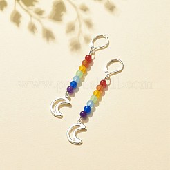 Natural Malaysia Jade with Alloy Charm Long Dangle Leverback Earrings&nbsp;EJEW-JE04910