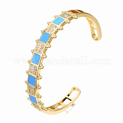 Brass Micro Pave Clear Cubic Zirconia Cuff Bangles&nbsp;BJEW-N302-006B-NF