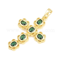 Brass Micro Pave Cubic Zirconia Pendants&nbsp;KK-F938-24F-G