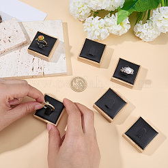 6Pcs Bamboo Single Ring Display Stands with PU Leather/Velvet Mat&nbsp;RDIS-CL0001-01B