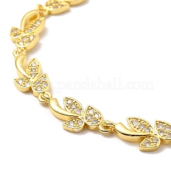 Clear Cubic Zirconia Leaf Link Chain Bracelet&nbsp;BJEW-A132-08G