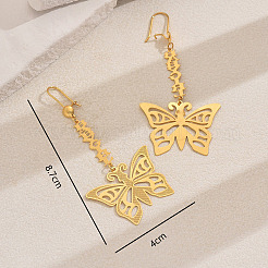 Elegant French Style Brass Hollow Butterfly Tassel Hoop Earrings&nbsp;JT4875