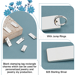 6Pcs 925 Sterling Silver Blank Stamping Tag Rectangle Charms with Jump Rings&nbsp;FIND-PH0023-56