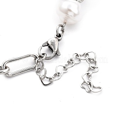 White Plastic Imitation Pearl Links Bracelets&nbsp;BJEW-JB05445-02