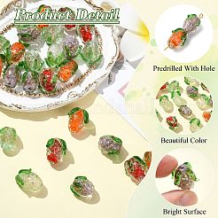 30Pcs 5 Colors Handmade Gold Foil Lampwork Glass Beads&nbsp;FOIL-CJ0001-14