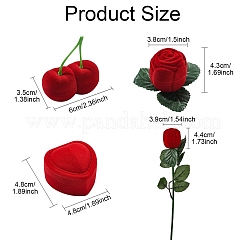1Pc Valentine's Day Cherry Shaped Velvet Ring Gift Boxes&nbsp;VBOX-YW0001-01