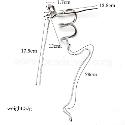 Snake Alloy Rhinestone Hair Cuff Pin&nbsp;PW-WG87173-01