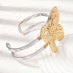 Two-Tone 304 Stainless Steel Cuff Bangles for Women&nbsp;BJEW-Z170-01GP-03