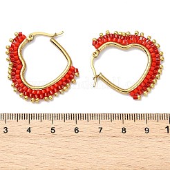 Glass Seed Hoop Earrings for Women&nbsp;EJEW-MZ00797