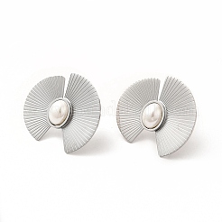Fan 304 Stainless Steel Stud Earrings&nbsp;EJEW-C017-08P
