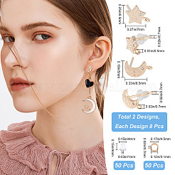 16Pcs 2 Style Brass Stud Earring Findings&nbsp;KK-CN0001-89