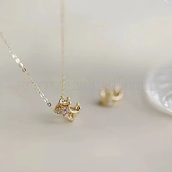 925 Sterling Silver Micro Pave Clear Cubic Zirconia Crown Pendant Necklaces for Women&nbsp;FS-WG2E0A9-01