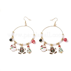 Christmas Theme Alloy Enamel Dangle Earrings&nbsp;EJEW-B068-01G-02