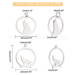 20Pcs 2 Style 201 Stainless Steel Pendants&nbsp;STAS-UN0028-49
