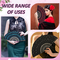 30Pcs 10 Colors Plastic & Polyester Fans Display Decorations&nbsp;AJEW-WA0001-01