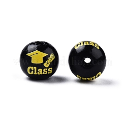 Senior Year Theme Printed Wooden Beads&nbsp;WOOD-D006-09