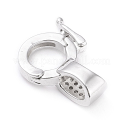 Brass Micro Pave Clear Cubic Zirconia Twister Clasps&nbsp;ZIRC-L097-021P