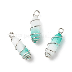 Natural Green White Jade Double Terminal Pointed Pendants&nbsp;PALLOY-JF01686-07