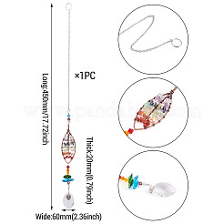 1Pc Wire Wrapped Alloy & Natural Mixed Stone Chips Tree of Life Hanging Suncatchers&nbsp;HJEW-TA0001-45C