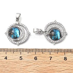 Brass Micro Pave Cubic Zirconia with Glass Pendants&nbsp;KK-Z103-03P