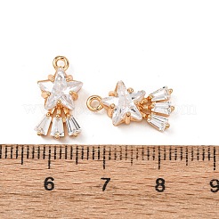 Brass Micro Pave Clear Cubic Zirconia Pendants&nbsp;KK-T082-06G