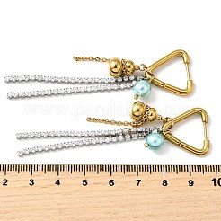 304 Stainless Steel Micro Pave Clear Cubic Zirconia Plastic Pearl Hoop Earrings&nbsp;EJEW-D308-05PG