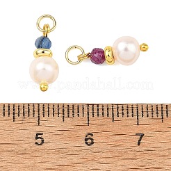 9Pcs 9 Styless Faceted Natural Mixed Stone and Pearl Beaded Pendants&nbsp;PALLOY-JF06015