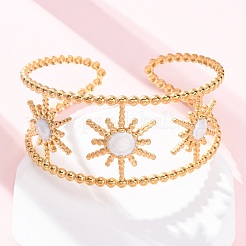 304 Stainless Steel Enamel Cuff Bangles for Women&nbsp;BJEW-D306-06G
