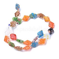 Rhombus Handmade Millefiori Glass Beads&nbsp;X-LK-R004-48