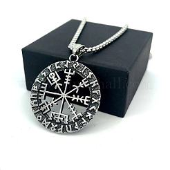 Vintage Viking Hollow Compass 304 Stainless Steel Pendant Necklaces for Men Women&nbsp;RB1403