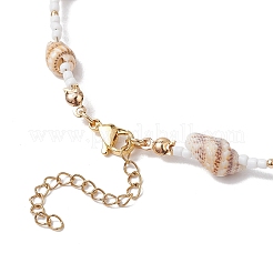 Synthetic Turquoise Starfish & Natural See Shell & Glass Seed Beaded Summer Beach Necklaces&nbsp;NJEW-TA00191