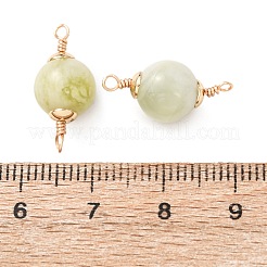 Natural New Jade Round Links Connector Charms&nbsp;KK-Z152-04G-02
