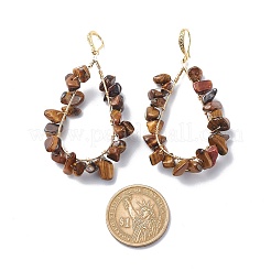 5 Pairs 5 Style Natural Mixed Gemstone Chips Teardrop Dangle Earrings&nbsp;EJEW-JE05074