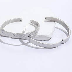 Non-Tarnish 2Pcs 2 Style 201 Stainless Steel Hinged Bangles for Women&nbsp;QR1999-2