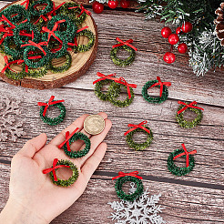 24Pcs 2 Colors Polyester with Iron Miniature Christmas wreath&nbsp;DOLL-GO0001-09