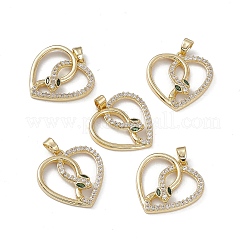 Brass Clear & Green Cubic Zirconia Pendants&nbsp;KK-E068-VA168-2