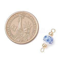 Handmade Flower Printed Porcelain Ceramic Round Links Connector Charms&nbsp;PALLOY-JF04451-02