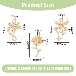 12Pcs 6 Styles Brass Micro Pave Cubic Zirconia Pendants&nbsp;KK-DC0003-30
