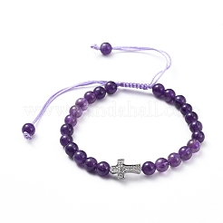 Natural Amethyst Braided Bead Bracelets&nbsp;BJEW-JB04804-04